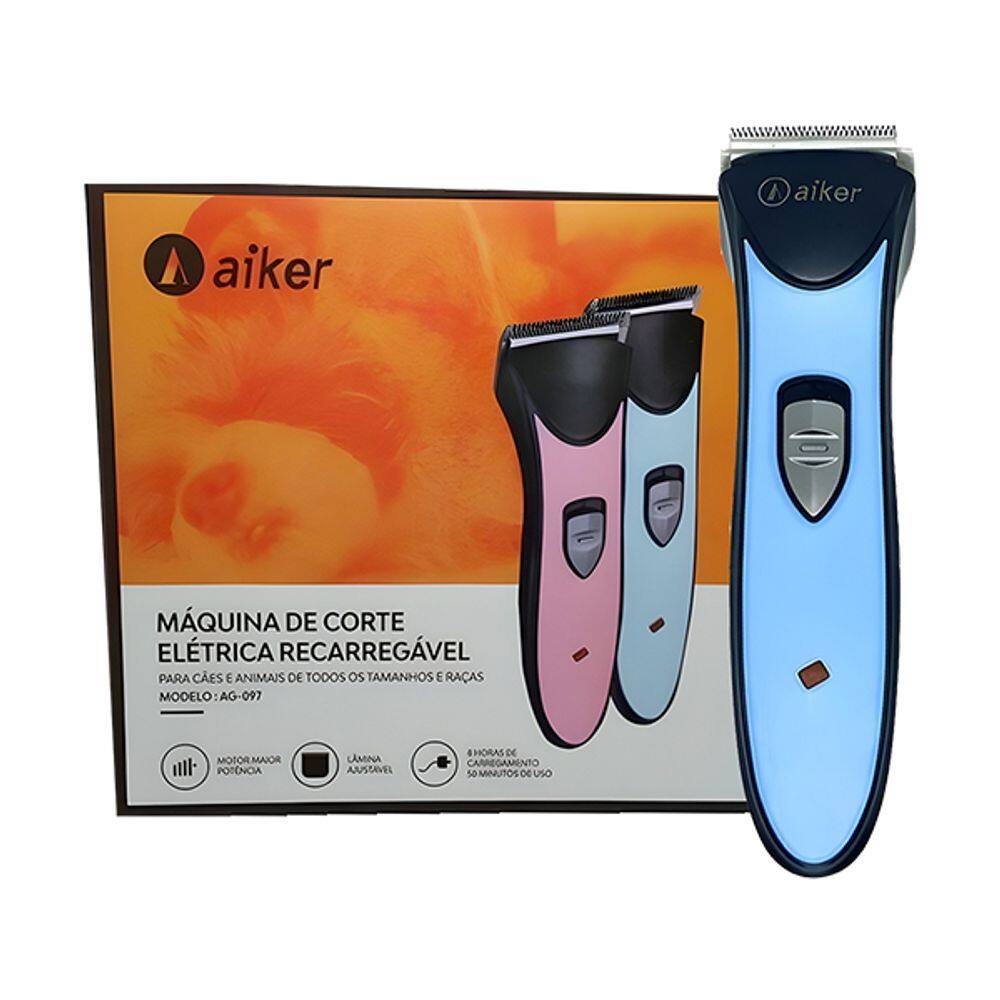 Aiker AG-097 Máquina de Tosar Recarregável para Cães e Animais de Todos os Tamanhos - Azul
