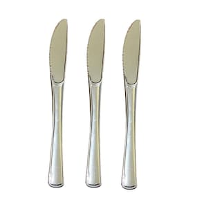 Kit 150 Facas Descartáveis De Luxo Em Plástico Prata 19,5Cm