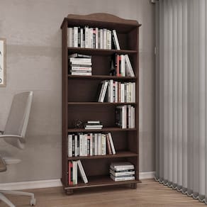 Estante para Livros com 5 Prateleiras Café Rubi Madeira Pinus - Finestra