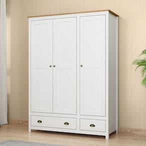 Guarda-Roupa 3 Portas 2 Gavetas Branco/Freijó Topázio Madeira Pinus - Finestra