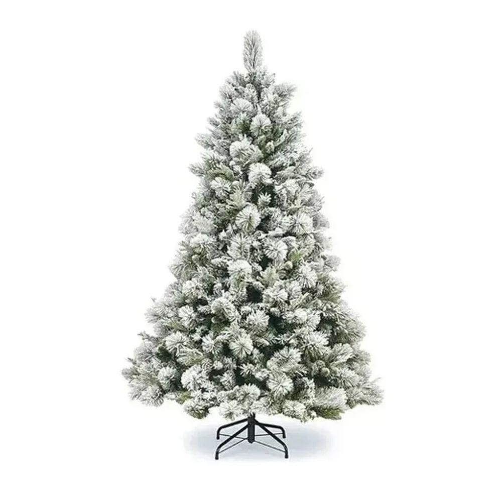 Árvore De Natal Pinheiro Luxo Nevado 2,40 M Com 1.200 Galhos E Pé De Metal