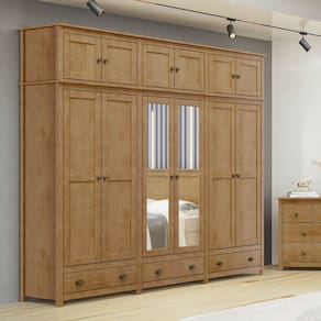Guarda-Roupa Casal 12 Portas 3 Gavetas Freijó Topázio Madeira Pinus - Finestra
