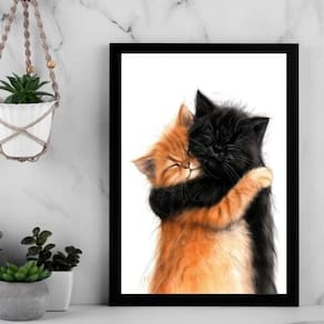 Quadro Decorativo Gatinhos Abraçados 45X34Cm