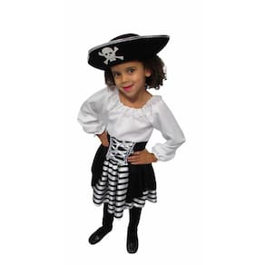 Fantasia Vestido Pirata Feminina Bebê Infantil Carnaval Listrada Halloween Zumbi Terror