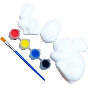 Kit 18 Coelhos Com Ovos Páscoa Em Isopor Tintas Para Pintar