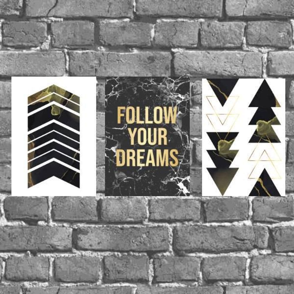 Kit 3 Placas Decorativas Follow Your Dreams 18X27Cm