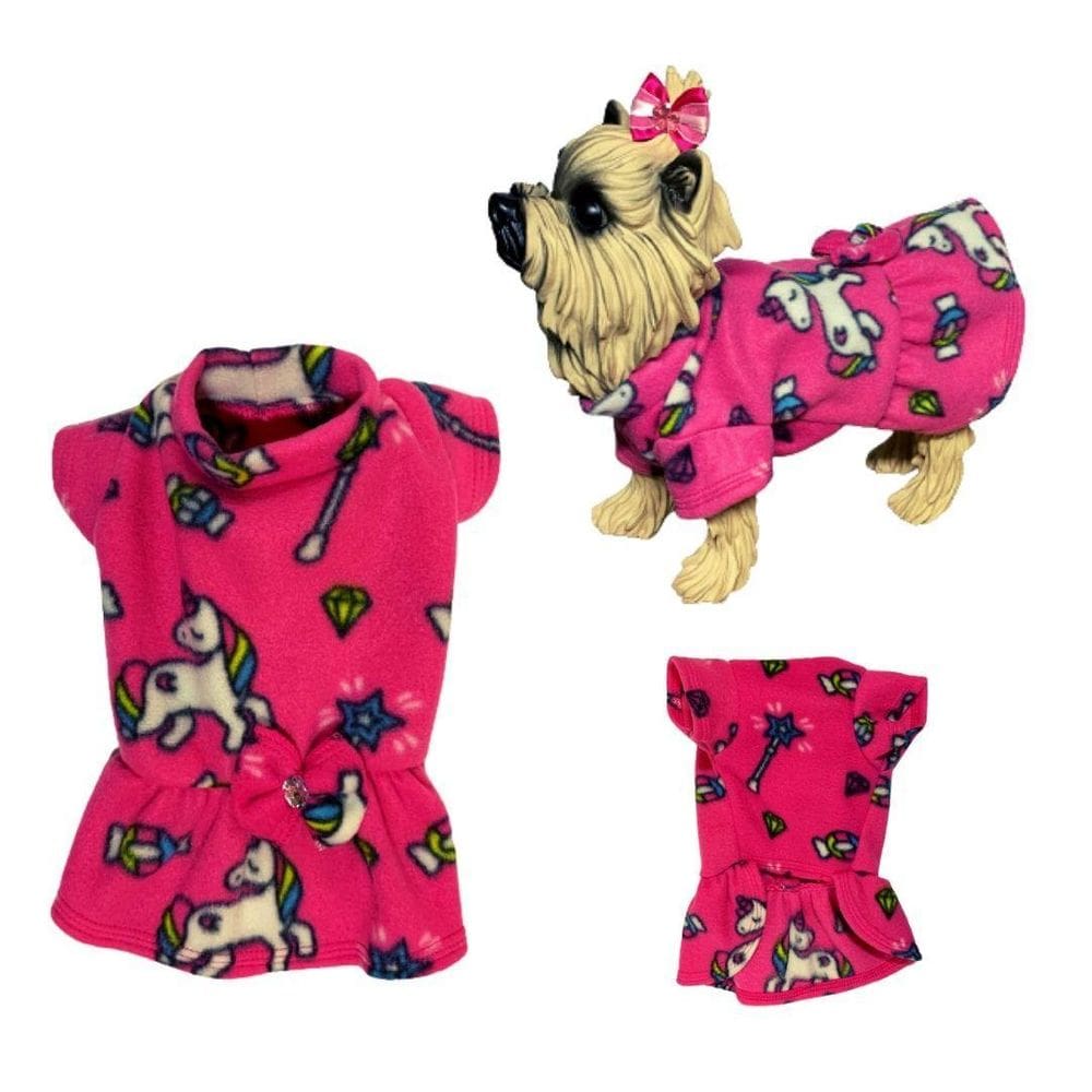 Roupas De Inverno Para Cães E Gatos - Vestido Rosa M
