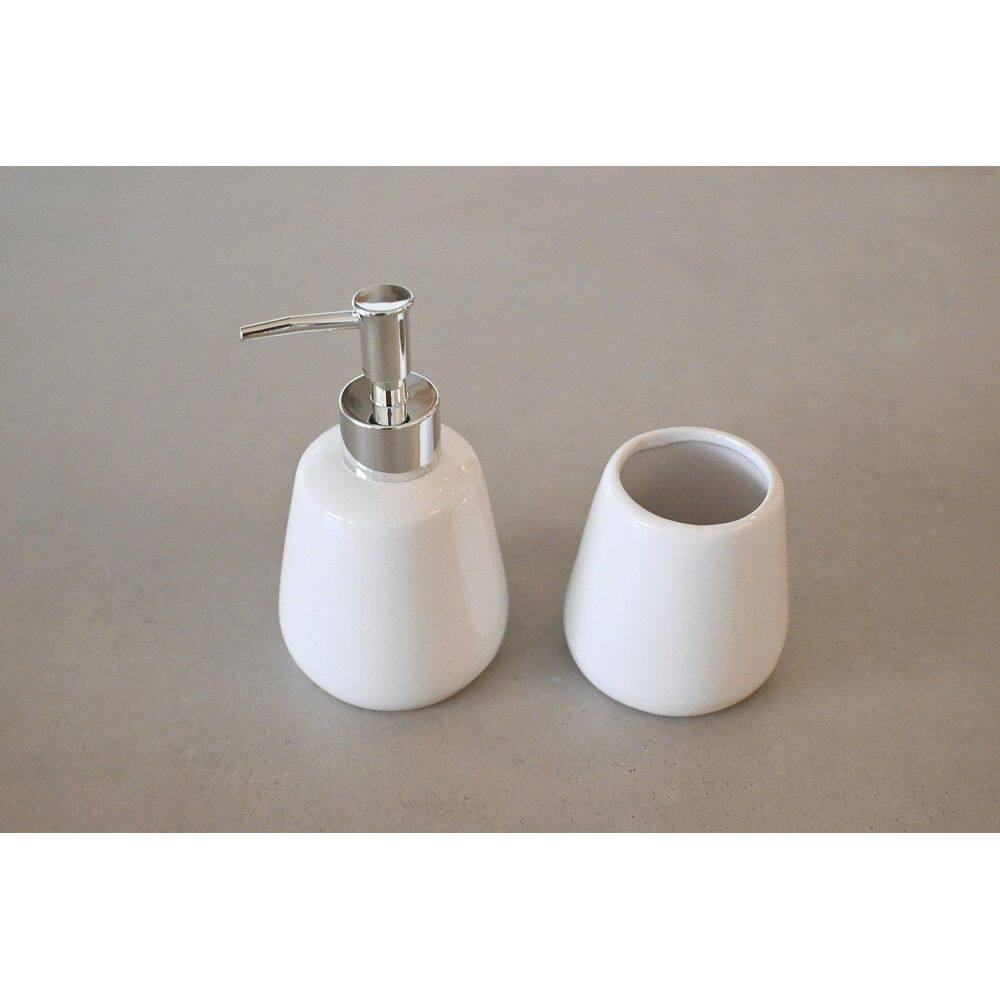 Kit Banheiro De Cerâmica 2 Peças Branco - Jolitex