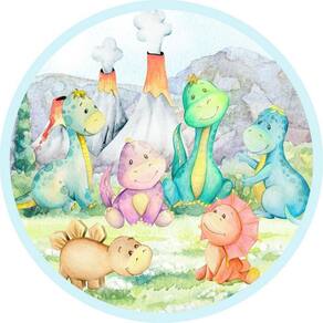 Painel Redondo 3D Sublimado Dino Baby Frd-2787
