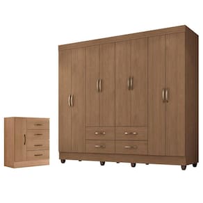 Guarda Roupa Casal Porto com Cômoda Lite 4 Gavetas 1 Porta Carvalho OAK - Móveis Leão