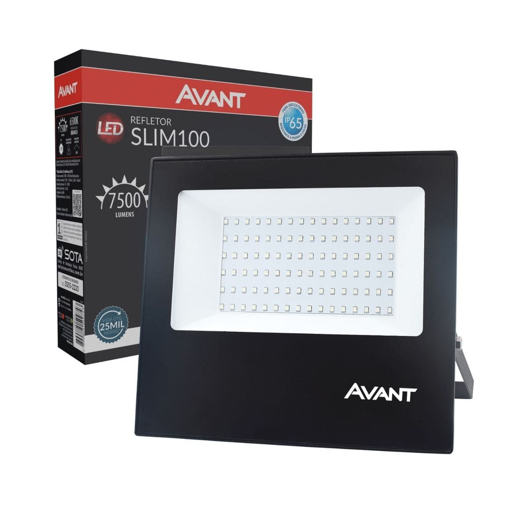 Refletor Led Slim Avant 100w 6500k Bivolt