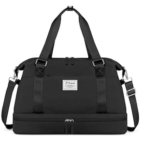 Bolsa Weekender ETRONIK para mulheres com compartimento para sapatos 30L preta