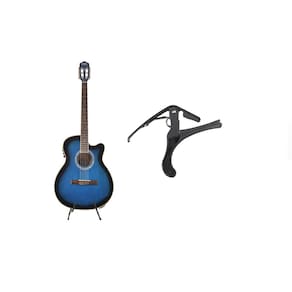 Kit Violão Land Eletrico Nylon Azul Lw-N-40E Bl + Capotraste