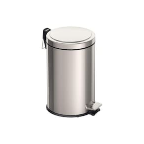 Lixeira Com Pedal De 12 L Em Aço Inox Polido, Com Balde Interno Removível E Tampa Com Sistema Stay Open.