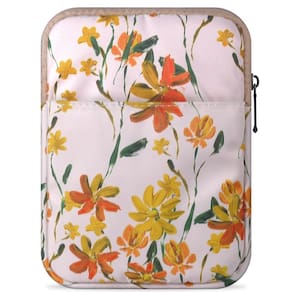 Bolsa de manga para tablet Ereader, flor bege de 6-7 polegadas