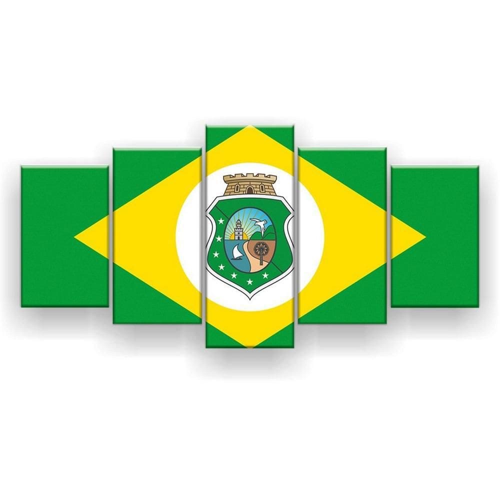Quadro Decorativo Mosaico 5 Peças Bandeira Do Ceará