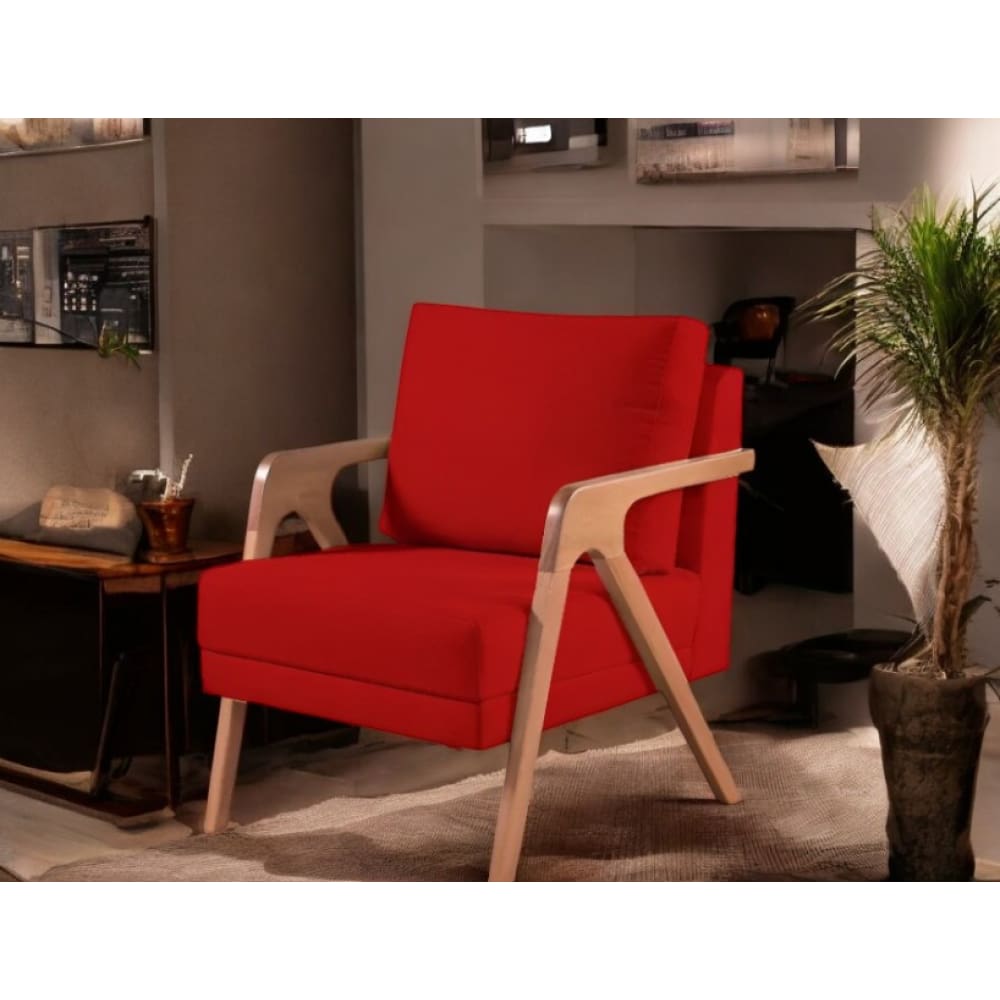 Poltrona Aura Tecido Suede Vermelho - FRI Varejo