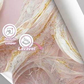 Papel De Parede Painel 3D Mármore Branco Bege Ouro 4M