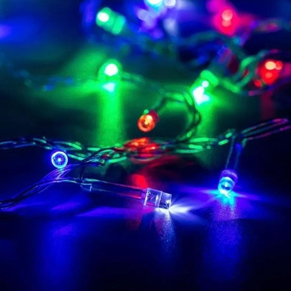 Cordão Com 100 Leds Pequena Gota 10 Metros Crystal Colorido