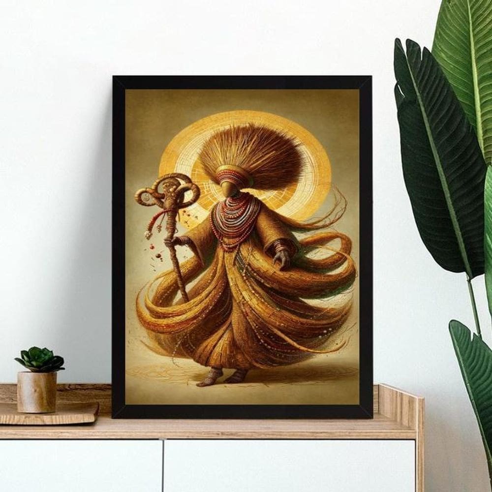 Quadro Decorativo Artístico Obaluaê 24X18Cm - Com Vidro