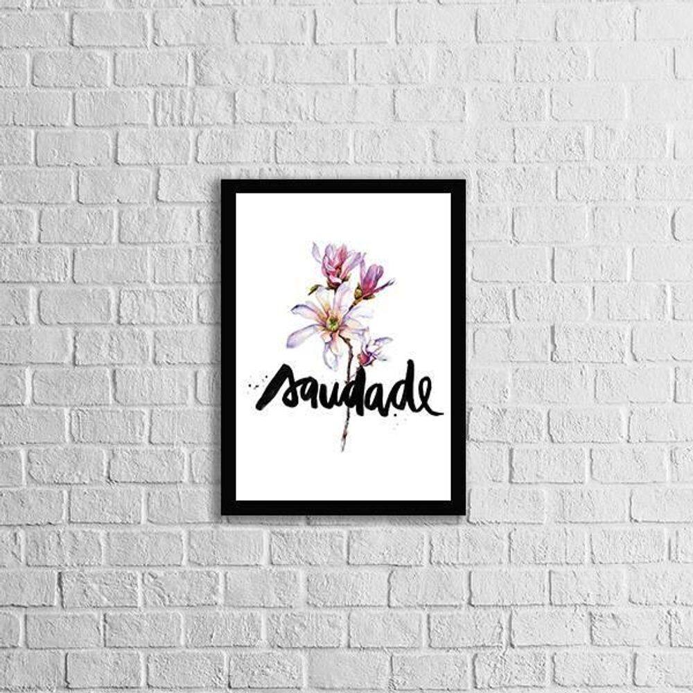 Quadro Palavra Saudade 45X34Cm - Com Vidro Moldura Preta