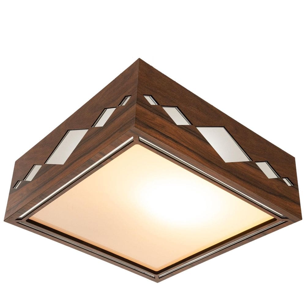 Luminária Decorativa Madeira Plafon Maresias Mirror 30Cm