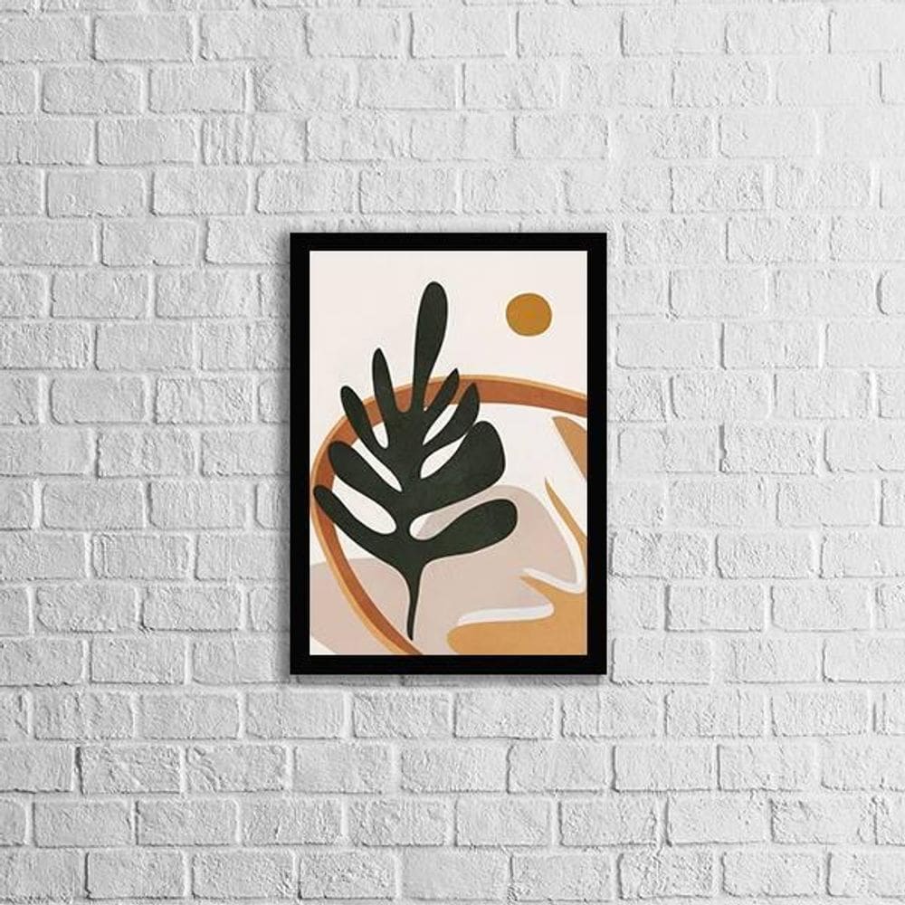 Quadro Abstrato Figurativo Folhagem Marrom Iii 33X24Cm Preta