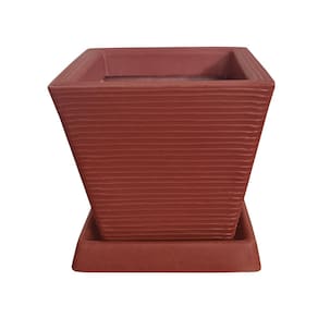 Vaso De Planta Decorativo Polietileno 30X30 + Prato Cerâmica