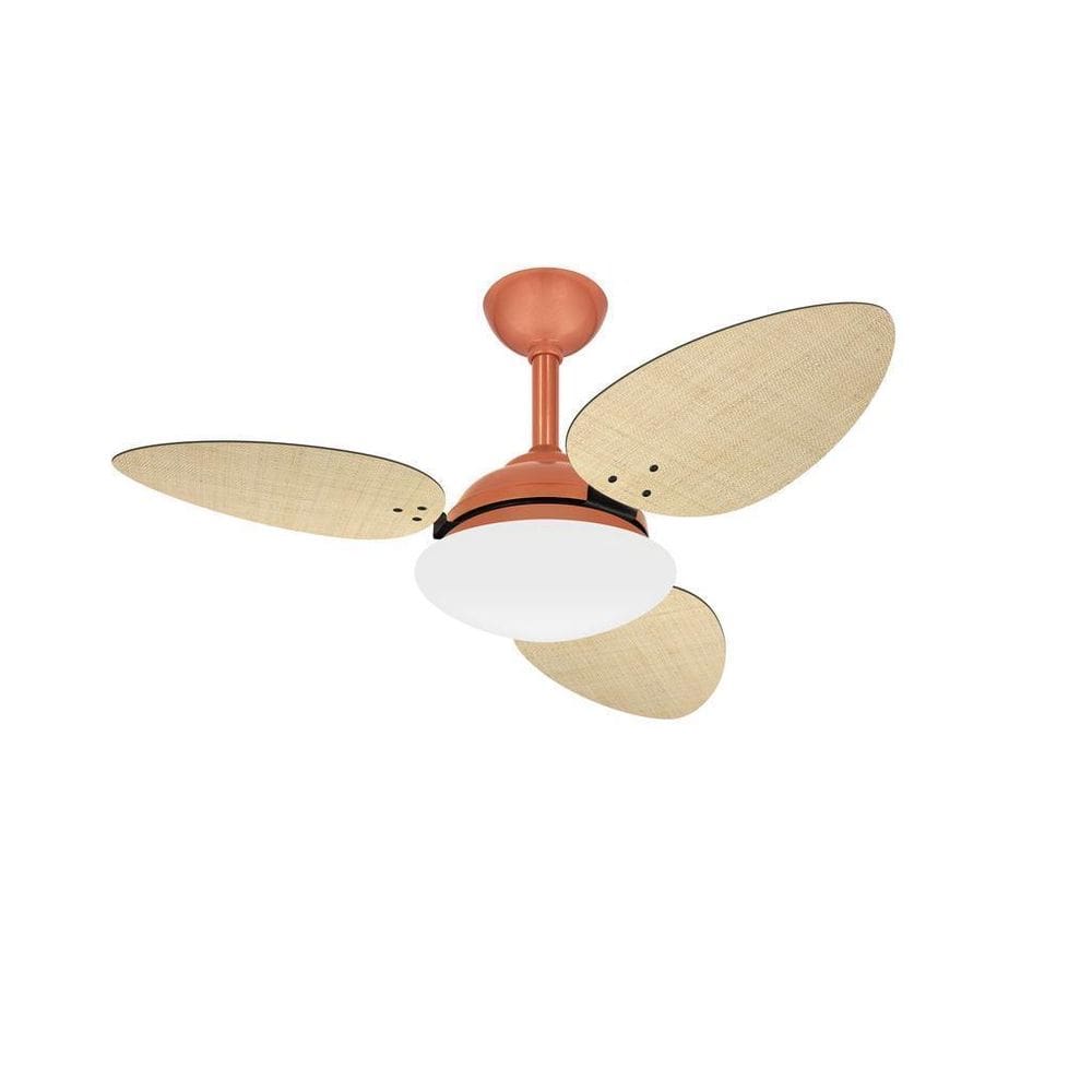 Ventilador Teto Cobre 3 Pás Palha Pétalo Turbo Ventax 110V