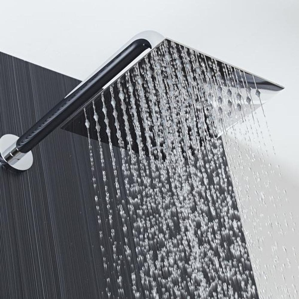 Ducha Inox Quadrada 25X25 Cm Parede Cromada Braço Redondo