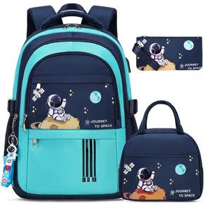 Mochila ACESAK Kids Boy School impermeável com conjunto de lancheira