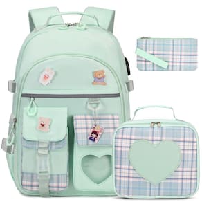 Mochila ACESAK para meninas, crianças, adolescentes e mulheres com lancheira verde