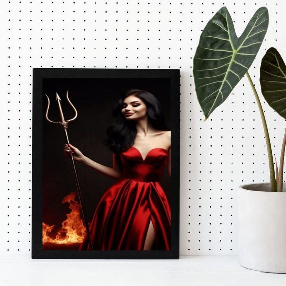 Quadro Pomba Gira - Tridente 45X34Cm - Com Vidro