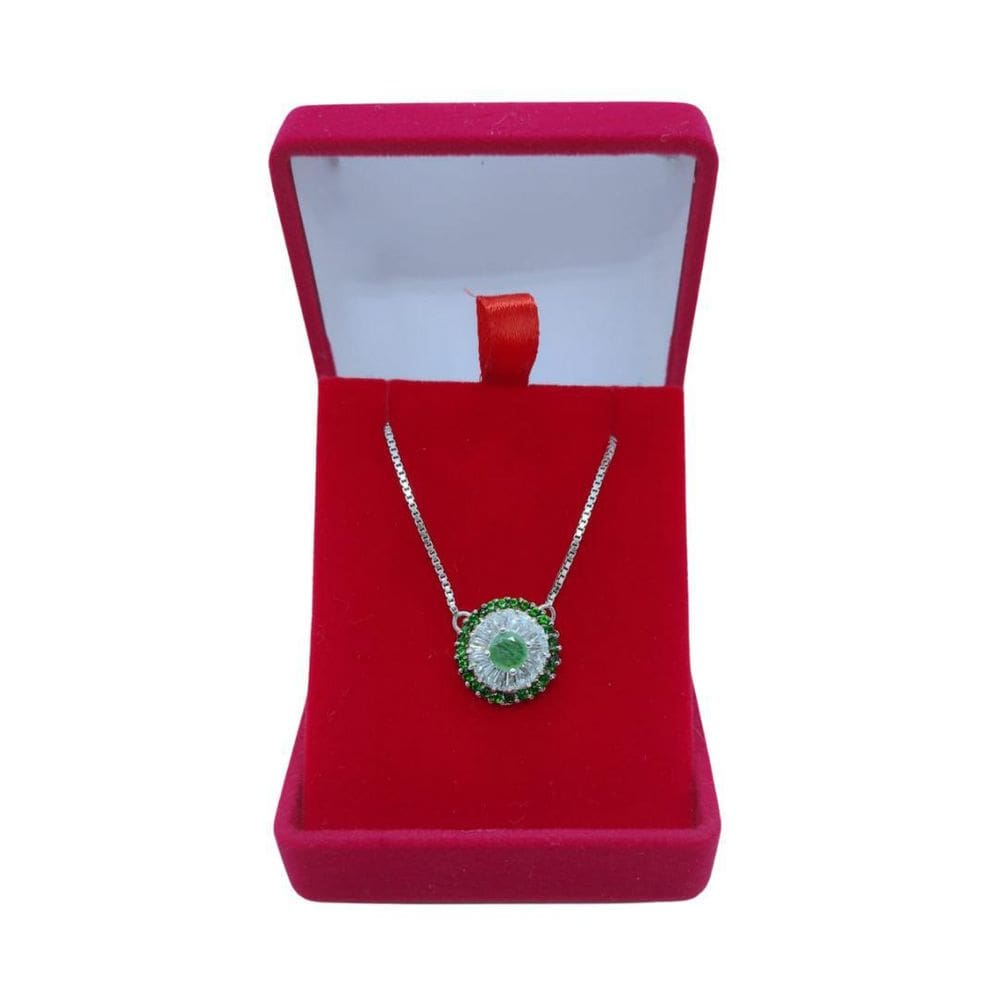 Colar Pedras Verdes Cravejado De Zircônia Prata 925