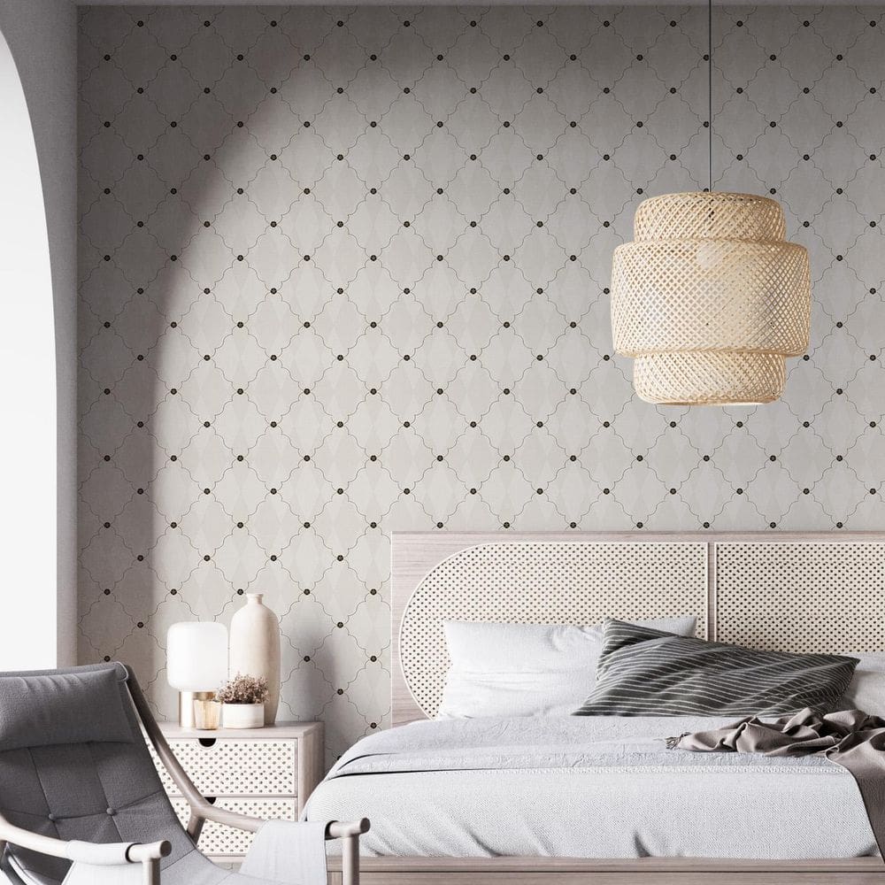 Kit 7 Rolos Papel De Parede Adesivo Arabesco Bege 3,0M