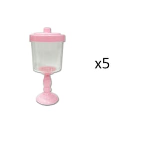 Kit 5 Baleiros Decorativos Rosa Com Suporte 26X11Cm