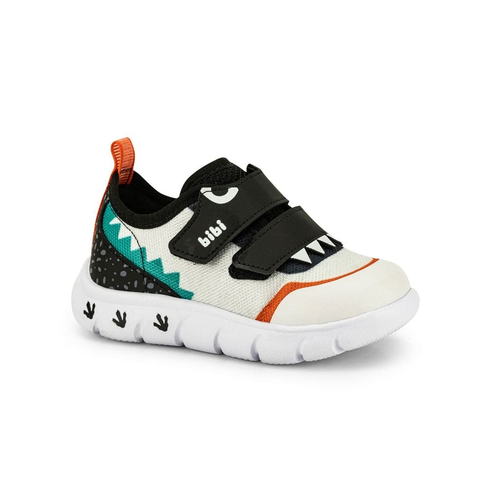Tênis Infantil Bibi Energy Baby 2.0 Branco com Preto de Dino