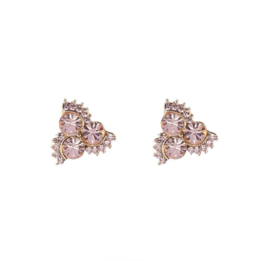 Brinco Pequeno Armazem Triangular Cristais Rose Dourado