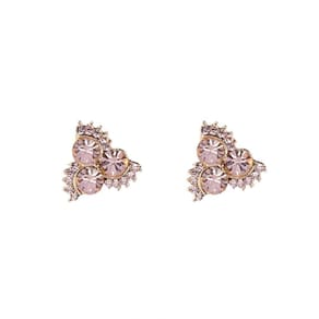 Brinco Pequeno Armazem Triangular Cristais Rose Dourado