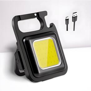 Mini Lanterna de Bolso Recarregável LED Lâmpada Chaveiro Mochila Portátil Abridor de Garrafas
