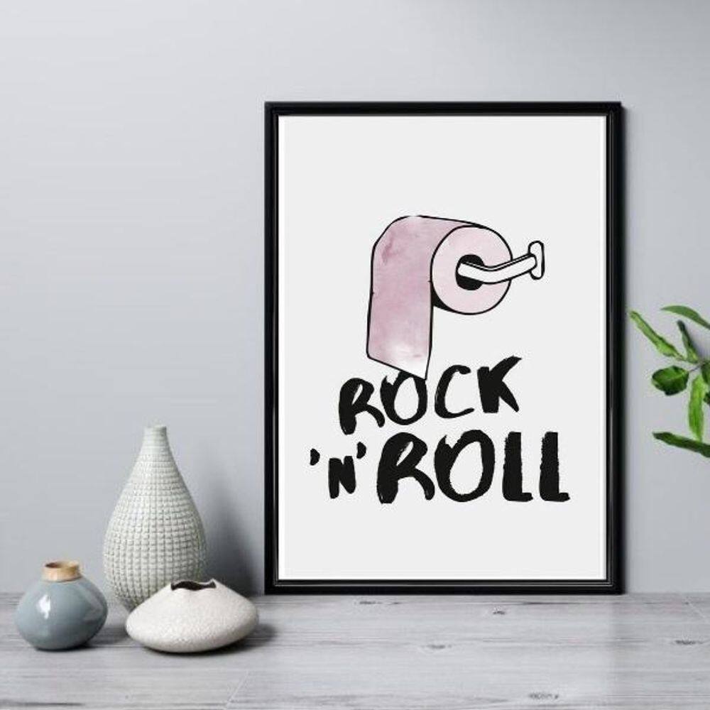 Quadro Para Banheiro Rock N Roll 45X34Cm