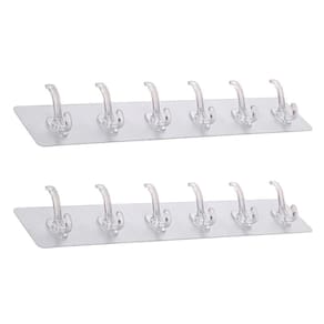 Gancho Adesivo Transparente Com 6 Ganchos Kit Com 2