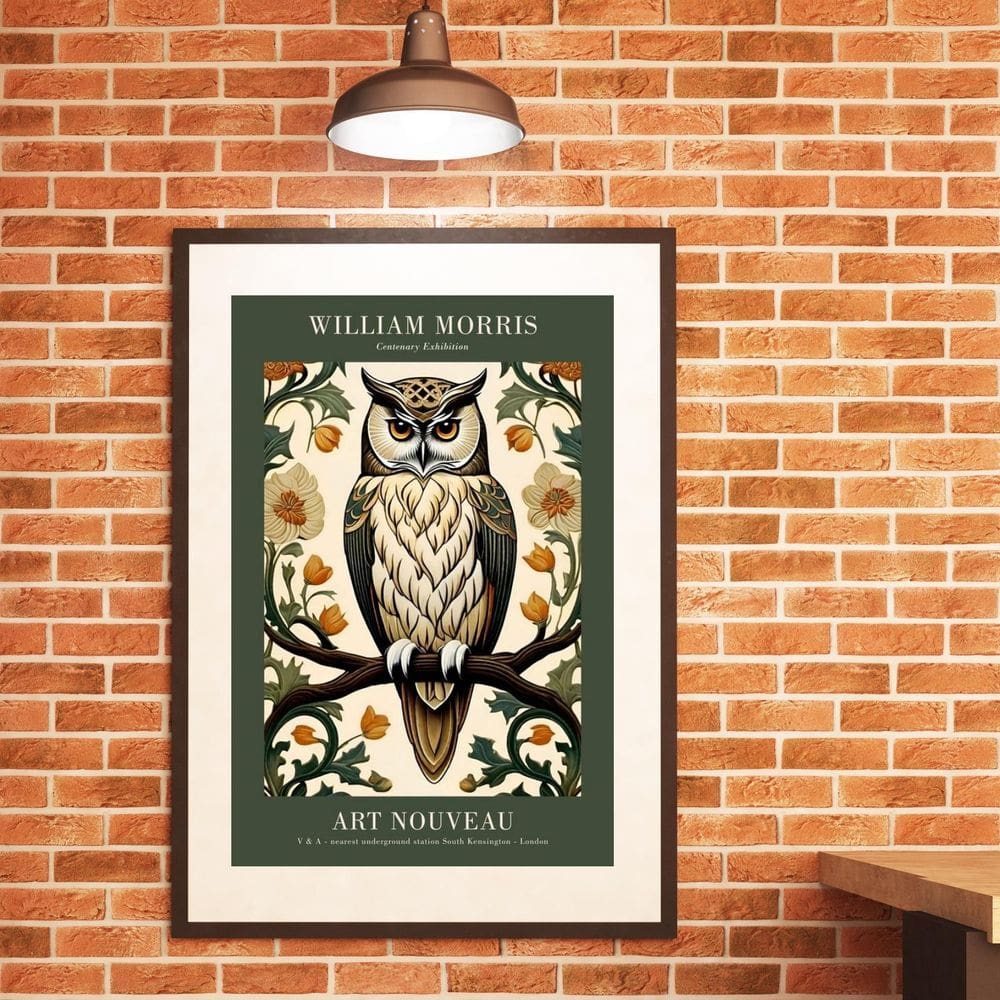 Quadro Coruja Art Nouveau - 60X48Cm