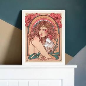 Quadro Vintage Signo Virgem 24X18Cm Branca