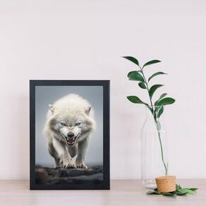 Quadro Arquétipo Lobo Feroz 33X24Cm - Com Vidro