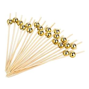 Palitos De Bambu Com Bolinhas Dourada 12cm 20 Un Silver