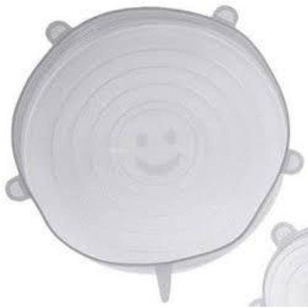 Kit 6 Tampas Silicone Reutilizável Transparente Elástica