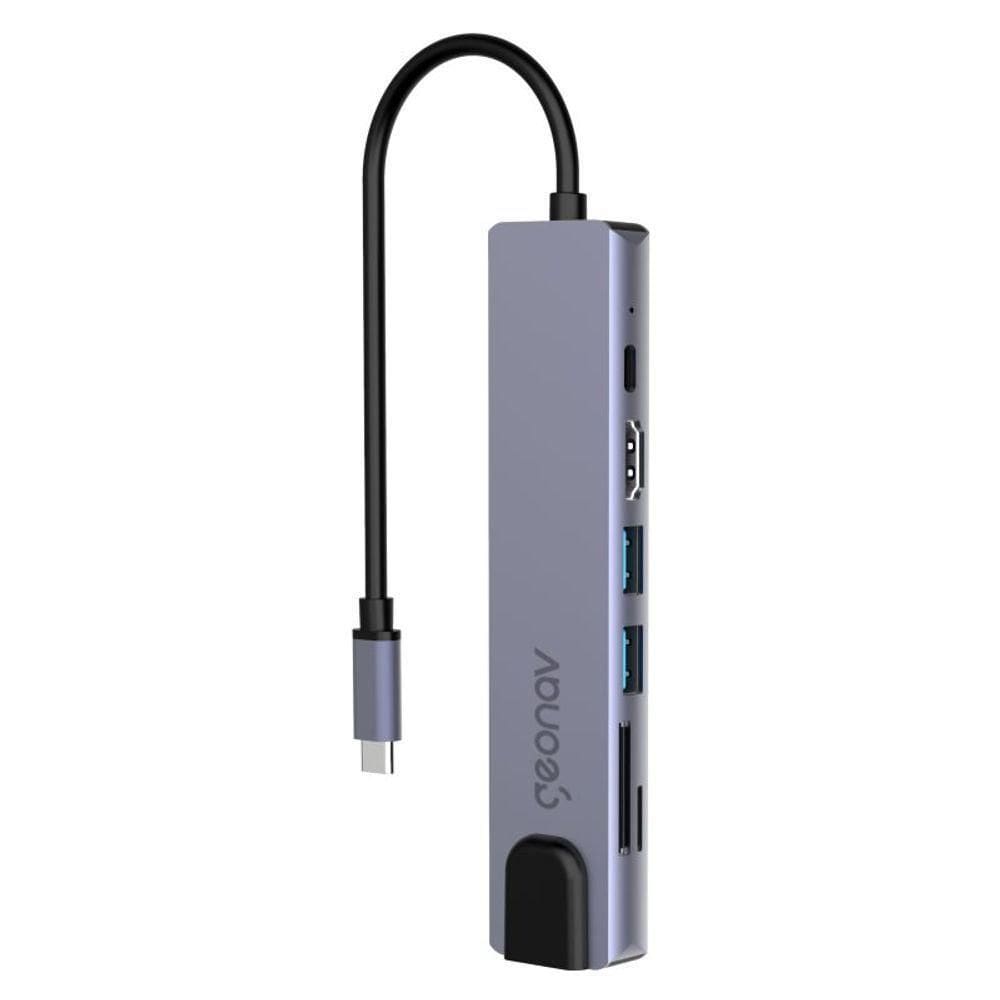 Adaptador Usb-C Multiportas 7 Em 1, Prata, Geonav