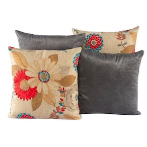 Kit 4 Almofadas Jacquard Decorativas 40X40 Cinza - 005