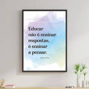 Quadro Educar É Ensinar A Pensar 60X40Cm Moldura Preta